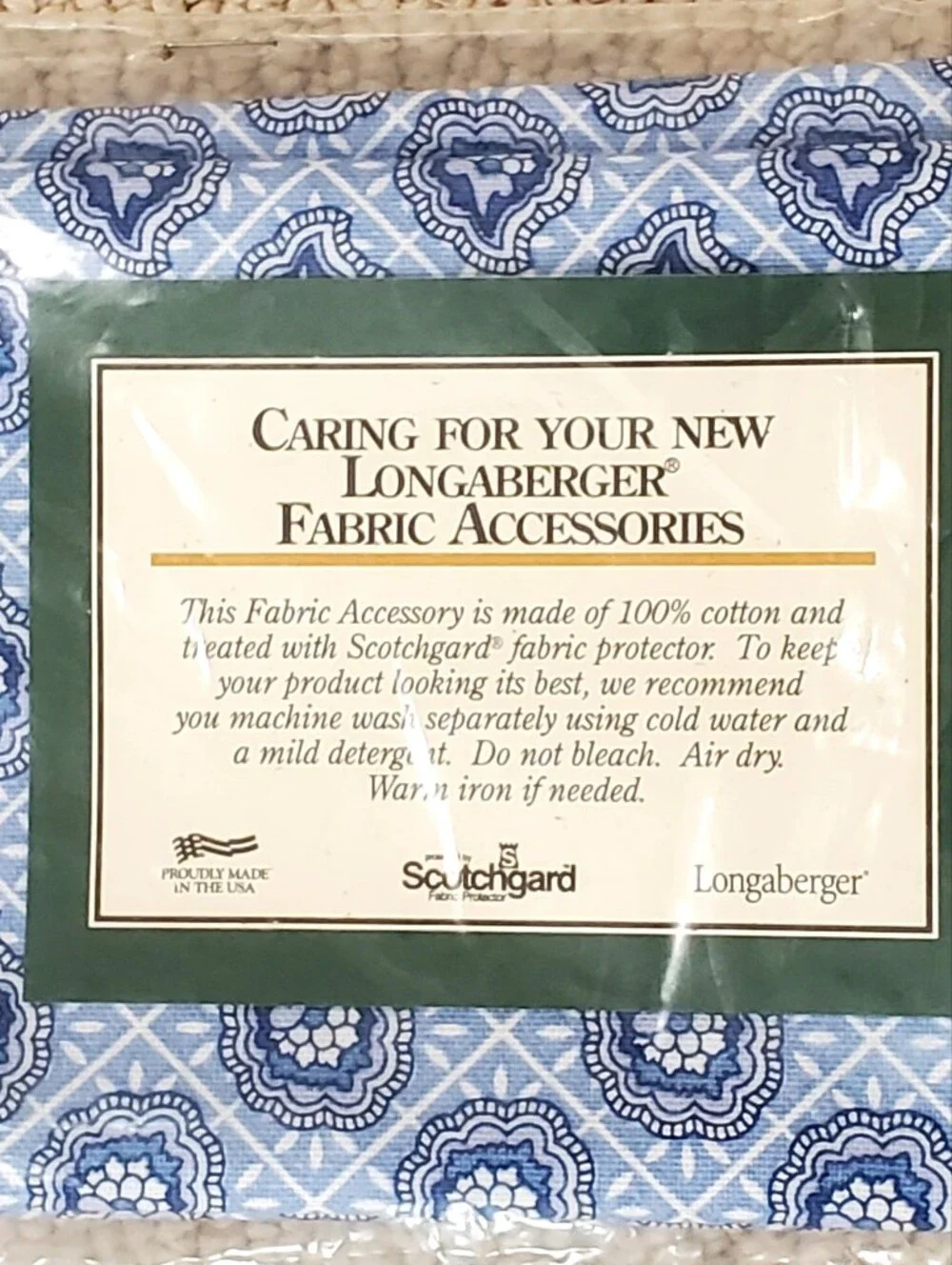 Longaberger Blue/White Provencial Paisley 100% Cotton 2 Pack Dinner Napkins NWT